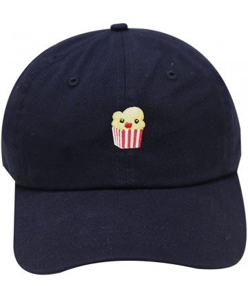 Baseball Caps Cute Popcorn Cotton Baseball Dad Cap - Navy - CH182YKXHRS $16.18