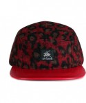 Baseball Caps 5 Panel Wool Leather 5 Panel Hat - Red Leopard - CN11T83UXAD $24.72