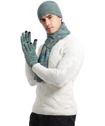Skullies & Beanies 3 Pieces Soft Fleece Lining Beanie Hat Long Scarf Touch Screen Gloves - Blending Color - C418YUHLXN2 $27.86