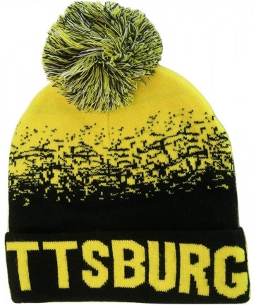 Skullies & Beanies Pittsburgh Men's Digital Fade Soft Fabric Winter Knit Hats - Gold/Black - C41872LHLAM $19.73