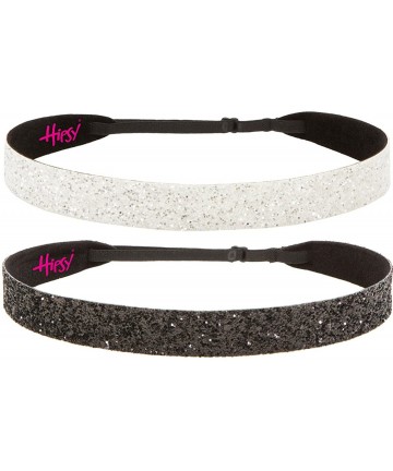 Headbands Adjustable NO Slip Wide Bling Glitter Headbands for Women Girls & Teens Black Duo Pack - Black & White - C011N47UI0...