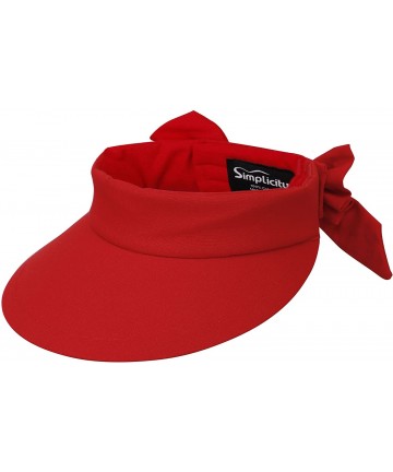 Sun Hats Women's SPF 50+ UV Protection Wide Brim Beach Sun Visor Hat - Red - CH12J70RSPZ $19.28