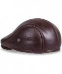 Newsboy Caps Cowhide Leather Flat Cap Newsboy Driving Cabbie Gatsby Ivy Hunting Cap - Brown - CX1865600DR $38.10