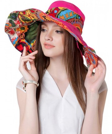 Sun Hats Women Large Brim Bucket Hats Anti-UV Foldable Beach Travel Flat Sun Hat Cap Topee - Rose - C712H94AIE3 $20.18