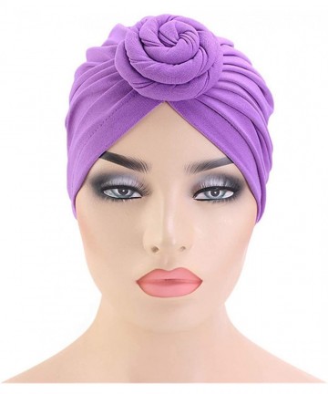 Skullies & Beanies Womens Big Flower Turban Beanie Elegant Cap Head Wrap Stretch Long Hair Scarf Headscarf - 441-beige - C019...