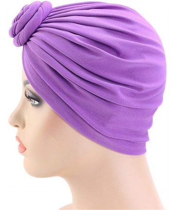 Skullies & Beanies Womens Big Flower Turban Beanie Elegant Cap Head Wrap Stretch Long Hair Scarf Headscarf - 441-beige - C019...