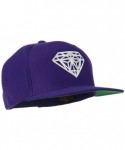 Baseball Caps Big Diamond Embroidered Flat Bill Cap - Purple - CL11Q3SRR6F $32.35