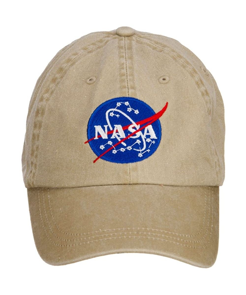 Baseball Caps NASA Insignia Embroidered Washed Cap - Khaki - CZ127A7938B $32.66