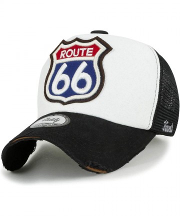 Baseball Caps Route 66 Embroidery Patch Casual Mesh Baseball Cap Trucker Hat - Black&white - CL18R0RKDOL $31.10