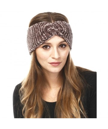 Cold Weather Headbands Women's Soft Knitted Winter Headband Head Wrap Ear Warmer (Chenille-Taupe) - Chenille-Taupe - CX18IXXK...