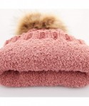 Skullies & Beanies Exclusives Fuzzy Lined Knit Fur Pom Beanie Hat (YJ-820) - Mauve - C518I6Q5XXX $23.82