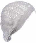 Berets Womens Knit Beanie Beret Hat Lightweight Fashion Accessory Crochet Cutouts - Light Gray Net - CU182WEL26O $15.94