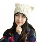 Skullies & Beanies Women's Winter Woolen Crochet Knitted Hat Lovely Cat Ear Cap Beanie Hat - Beige - C71896LSLQX $13.37