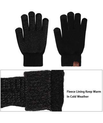 Skullies & Beanies Men's Winter Beanie Hat & Button Scarf & Touchscreen Gloves 3 Pieces Warm Knitted Set for Men - Black - CC...