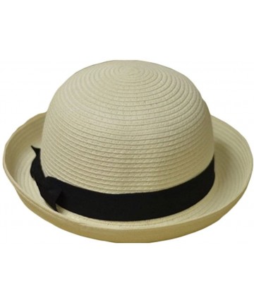 Sun Hats Bowknot Straw Summer Bowler Hat Sun Cap Hat for Ladies Womens - White Adult - CC12FU5BJQP $16.18