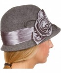 Bucket Hats Marilyn Vintage Style Wool Cloche Bucket Winter Hat with Satin Flower - Heather Grey - C911HBIS37N $29.32