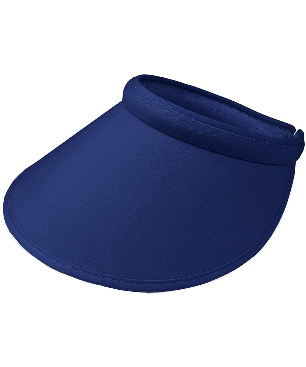 Sun Hats Women's Summer Sun UV Protection Visor Wide Brim Clip on Beach Pool Golf Cap Hat - Navy - CK189X2NCO5 $17.08
