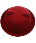 Fedoras Women Candy Color Wool Woolen Felt Cat Ear Curling Fedora Bowler Top Hat Cap 22" - Red - C612CZ1UUOJ $16.30