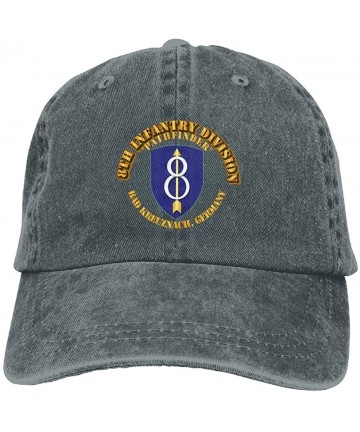 Baseball Caps Mens Cotton Washed Twill Baseball Cap 8th Infantry Division Pathfinder Hat - Asphalt - CZ18I79RTWU $22.45