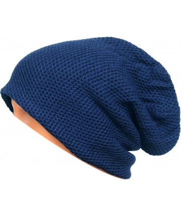 Skullies & Beanies Unisex Adult Winter Warm Slouch Beanie Long Baggy Skull Cap Stretchy Knit Hat Oversized - Navy - CA18KESR6...