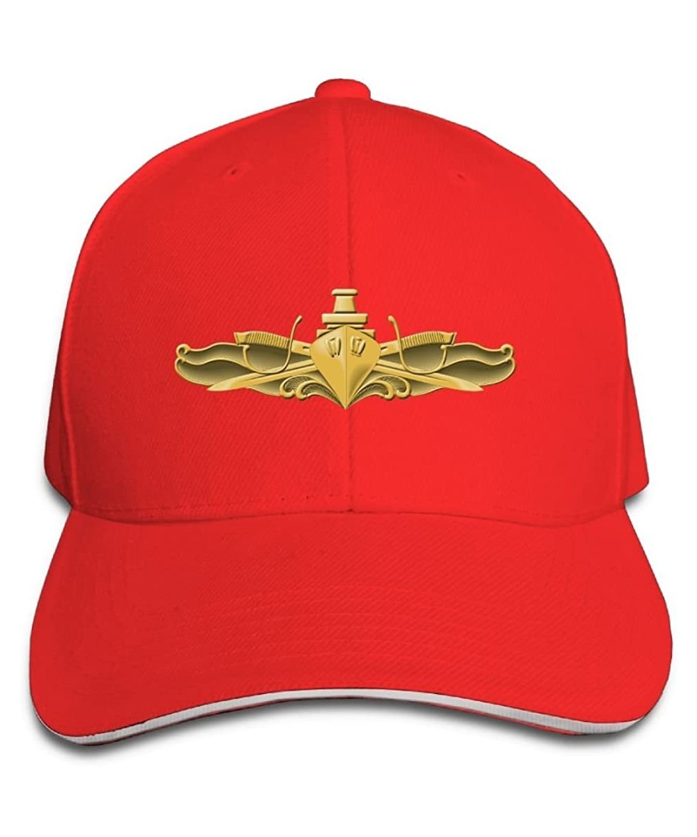Baseball Caps Unisex US Navy Surface Warfare Officer Fashion Peaked Cap Baseball Cap For Travel/Sports - Red - C918CU3TRDI $2...