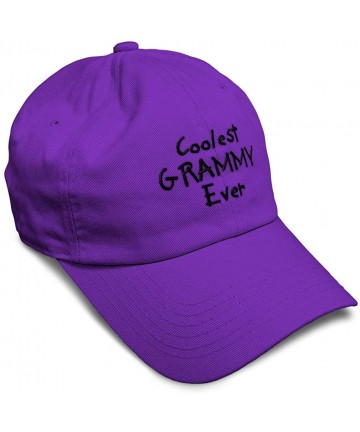 Baseball Caps Custom Soft Baseball Cap Coolest Grammy Ever Black Embroidery Twill Cotton - Purple - C918ZO4ECD9 $20.96