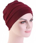 Skullies & Beanies Chemo Turban Flower Beanie Cap Pleated Hair Loss Hat for Cancer - Wine - C218SOKYNT5 $14.03