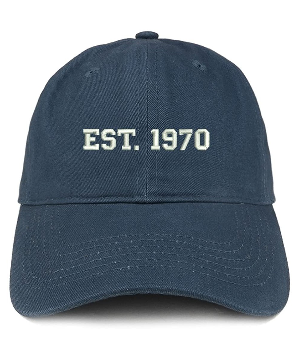 Baseball Caps EST 1970 Embroidered - 50th Birthday Gift Soft Cotton Baseball Cap - Navy - CL183RDZ850 $26.24
