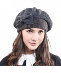Berets Lady French Beret Wool Beret Chic Beanie Winter Hat Jf-br034 - Bow Grey - CL128FLGMNV $25.75
