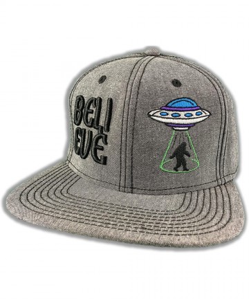 Baseball Caps Believe Bigfoot Sucked up by Alien Ship Hat Flat Visor Snapback Cap Sasquatch - CN1883XOG0R $27.87