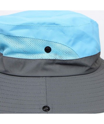 Sun Hats Womens Outdoor Sun Hat UV Protection Foldable Mesh Wide Brim Summer Beach Fishing Cap - Light Blue - CC18TI558UU $22.54