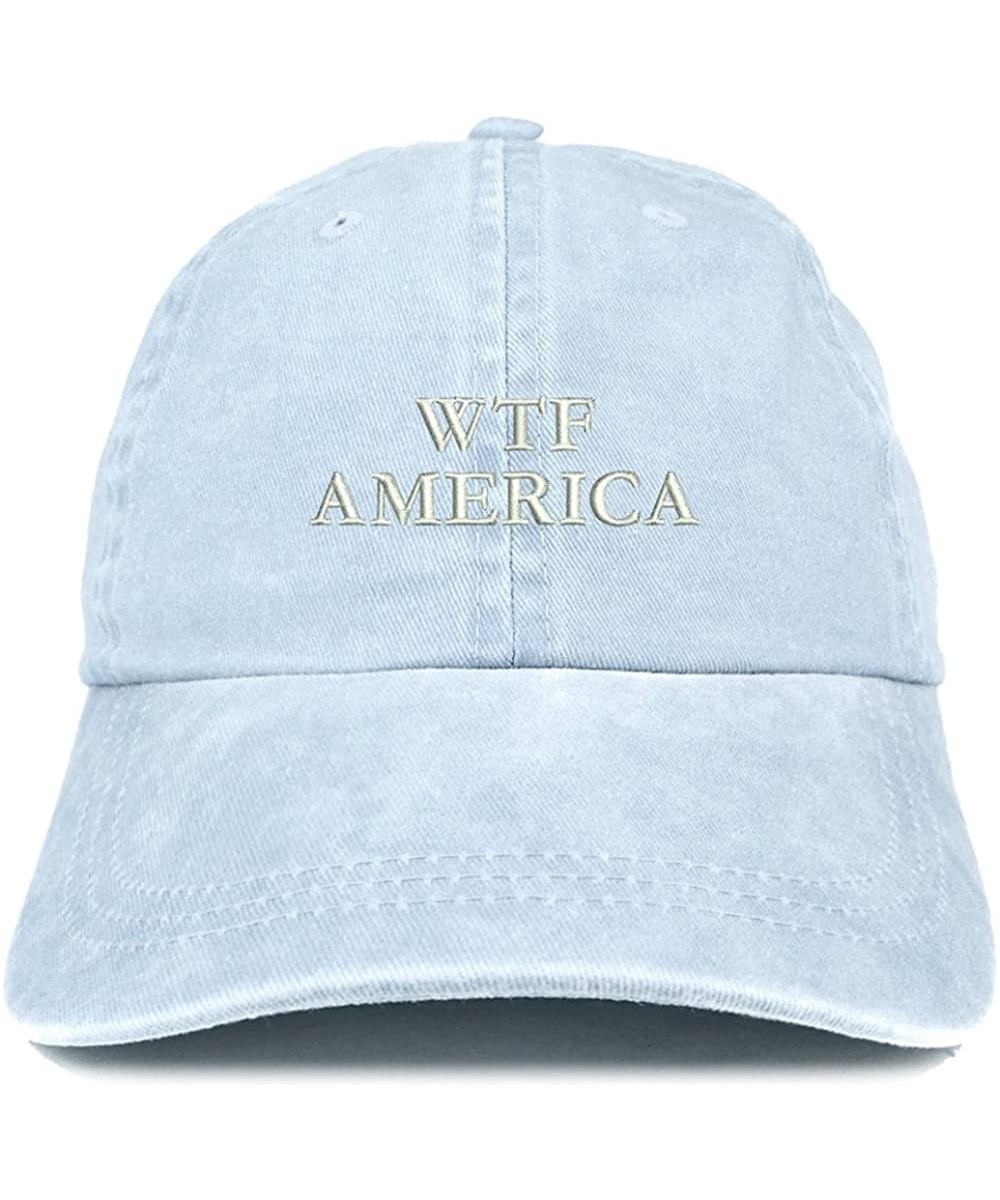 Baseball Caps WTF America Embroidered Washed Cotton Adjustable Cap - Light Blue - CS185LT0OT6 $26.74