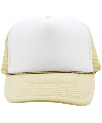 Baseball Caps Premium Trucker Cap Modern Summer Urban Style Cap - Adjustable Snapback - Unisex Design - Mesh Back - White/Bei...