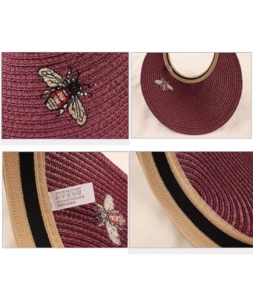 Sun Hats Women's Wide Brim Visor Hat Outdoor Beach Clip on Straw Hat Travel Sun Cap - Beige - CL18NZLEC26 $14.36