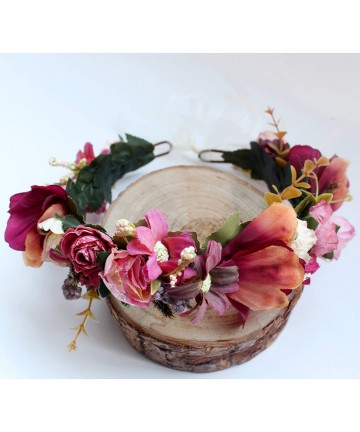 Headbands Boho Flower Headband Hair Wreath Floral Garland Crown Halo Headpiece with Ribbon Wedding Festival Party - 1 - CJ185...