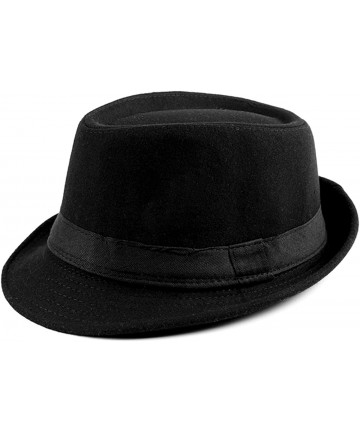 Fedoras Trilby Fedoras Panama Jazz Hat Short Brim Bowler Hat for Men/Women - Black - CC18HKKWMXM $19.63
