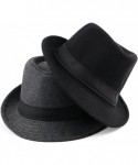 Fedoras Trilby Fedoras Panama Jazz Hat Short Brim Bowler Hat for Men/Women - Black - CC18HKKWMXM $19.63