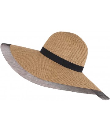 Sun Hats Women's Floppy Big Brim Hat Bowknot Straw Hat Foldable Roll up Sun Hat - Style E-khaki - CS180329HCA $18.81