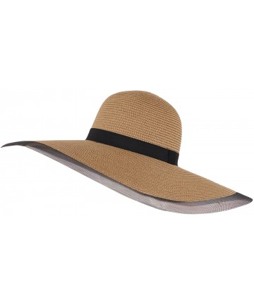 Sun Hats Women's Floppy Big Brim Hat Bowknot Straw Hat Foldable Roll up Sun Hat - Style E-khaki - CS180329HCA $18.81