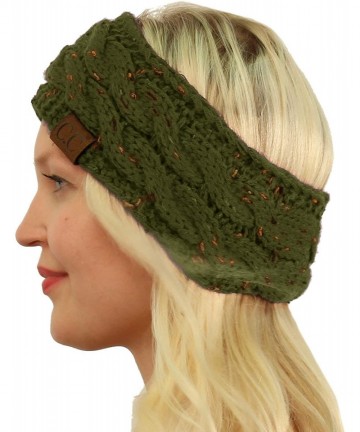 Cold Weather Headbands BEANIE Winter Warm Fuzzy Fleece Lined Thick Knit Headband Headwrap Hat Cap Olive - CM1888NWC3L $15.79