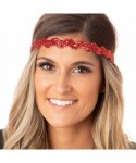 Headbands Women's Adjustable NO Slip Wave Bling Glitter Headband - Black & Red Wave 2pk - CE11MPODWQ5 $18.14