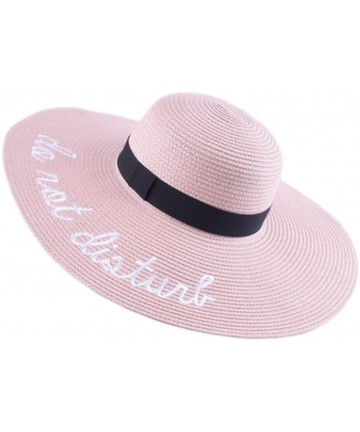 Sun Hats Womens Embroidery Floppy Bucket Summer Kentucky Derby Sun Hat Lettering Straw Hat - Light Pink - CP182SARLAK $28.90