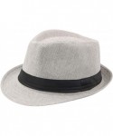 Fedoras Classic Jazz Hat Men's Breathable Linen-Fedora Hat & Stylish Hat Band Casual Jazz Cap (10 Color) - Gray - CO18X6A0LHU...