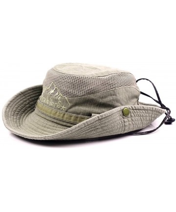 Sun Hats Sun Hat for Men- Cotton Embroidery Summer Outdoor Sun Protection Wide Brim Bucket Hat Foldable Safari Boonie Hat - C...