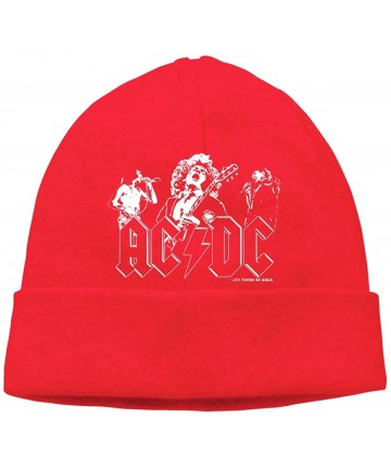 Skullies & Beanies Black ACDC Let There Be Rock Soft Adult Adult Hedging Cap (Thin) - Red - CH192R55QOH $19.80