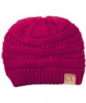 Skullies & Beanies 3pc Set Trendy Warm Chunky Soft Stretch Cable Knit Beanie Scarves Gloves Set - Hot Pink - C918ZL0DI6L $60.69