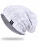 Skullies & Beanies Mens Slouchy Beanie Hat Summer Oversized Knit Cap for Women Winter Skull Cap B309 - Cable-white - CT195TZW...