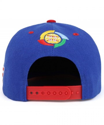 Baseball Caps PR 3D Embroidered Flatbill Snapback Cap with Puerto Rico Flag - Royal Red - CL18CD5SHD2 $24.86