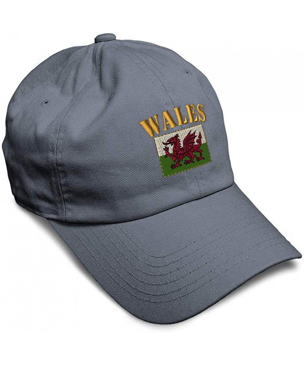 Baseball Caps Soft Baseball Cap Wales Flag Embroidery Dad Hats for Men & Women Buckle Closure - Dark Grey - CL18YSUSLDD $20.30
