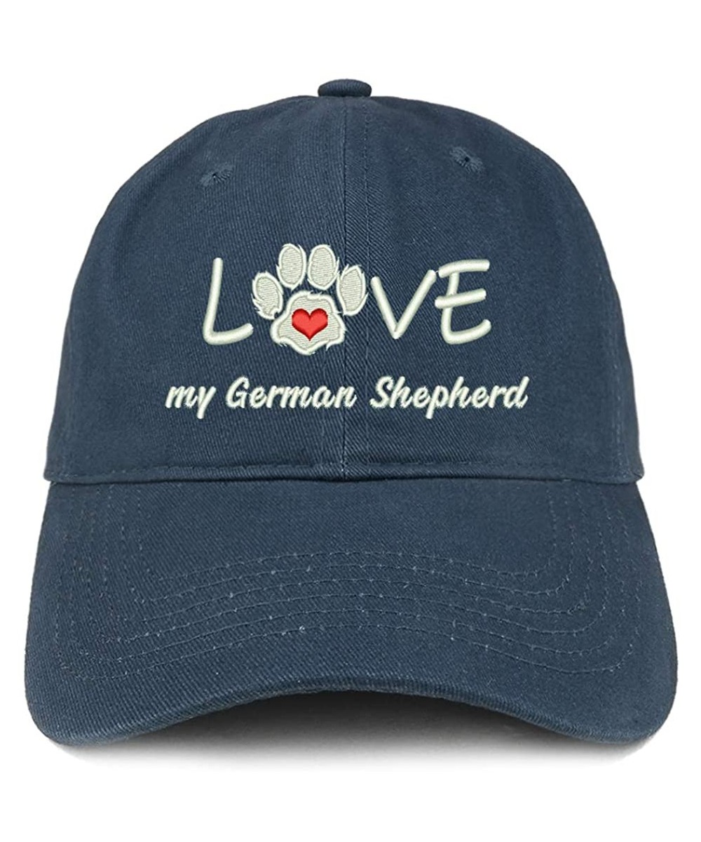 Baseball Caps I Love My German Shepherd Embroidered Soft Crown 100% Brushed Cotton Cap - Navy - CD18TC7YGDW $24.12